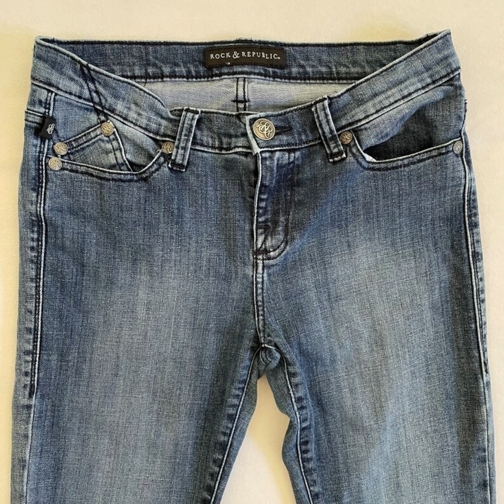 Vintage Rock & Republic Kasandra Low Rise Bootcut Flare Embroidered Flap Pocket - Picture 4 of 8